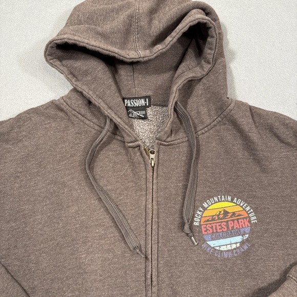 SWEATSHIRT HOODED Estes Park Colorado Rocky Unisex LARGE‎ Full Zip Grey Pocket - Picture 2 of 11